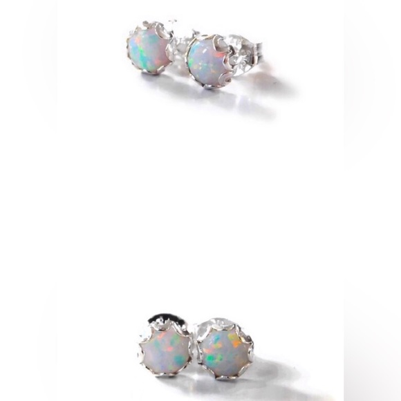 Australian Fire Opal Studs - Picture 2 of 3